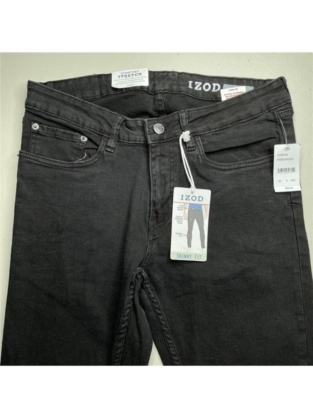 IZOD-Men's Jeans Modern 32"X32" Comfort Stretch - Black Skinny Fit New